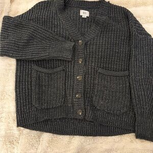 BDG Charcoal Button-Up Cardigan